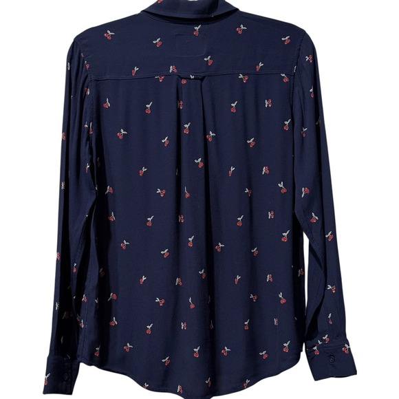 RAILS Women's KATE Novelty‎ Iconic Cherry Print Shirt Navy Button Down Top XS - Picture 3 of 6